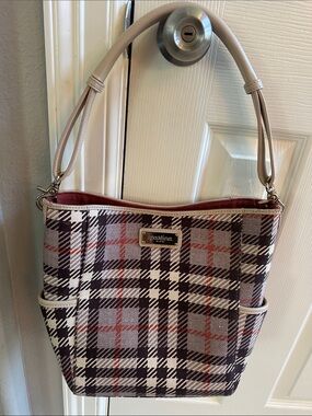 Spartina 449 Plaid Shoulder Bag in Beige, Black and Red